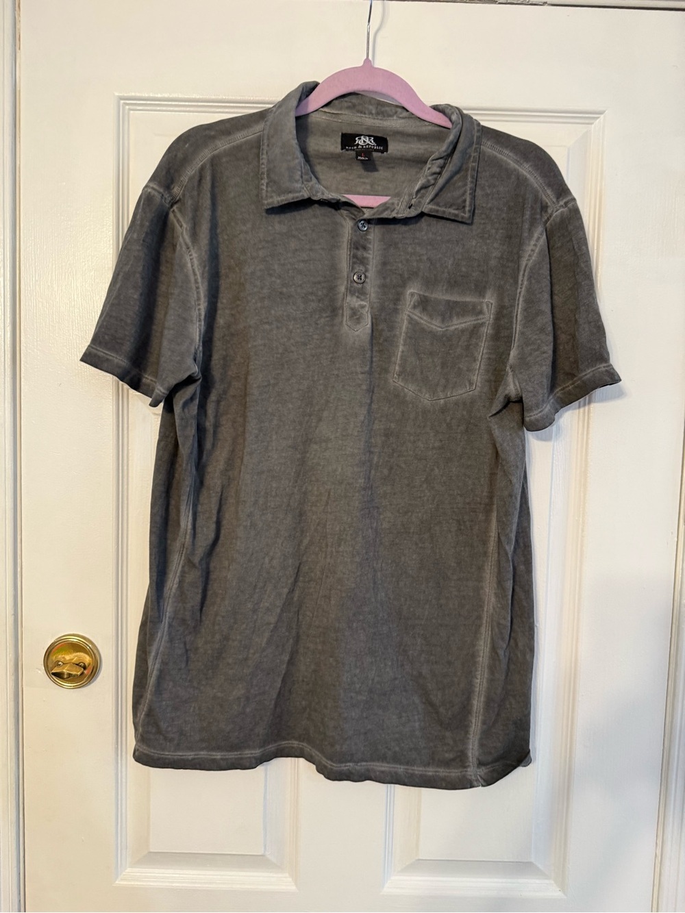 Rock & Republic Washed Charcoal Gray Short-Sleeve Polo